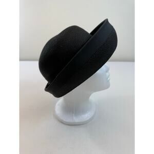 Vintage Union Made Black Tilt Cocktail Hat with Bow Original Hat Pin 8” Diameter